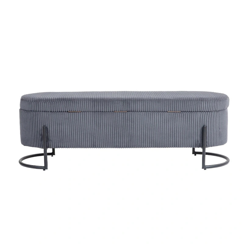 Banc de rangement tissé avec charnières de sécurité – Banc de bout de lit capitonné en velours
