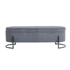 Banc de rangement tissé avec charnières de sécurité – Banc de bout de lit capitonné en velours