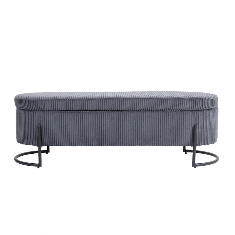 Banc de rangement tissé avec charnières de sécurité – Banc de bout de lit capitonné en velours