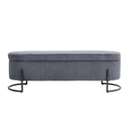 Banc de rangement tissé avec charnières de sécurité – Banc de bout de lit capitonné en velours
