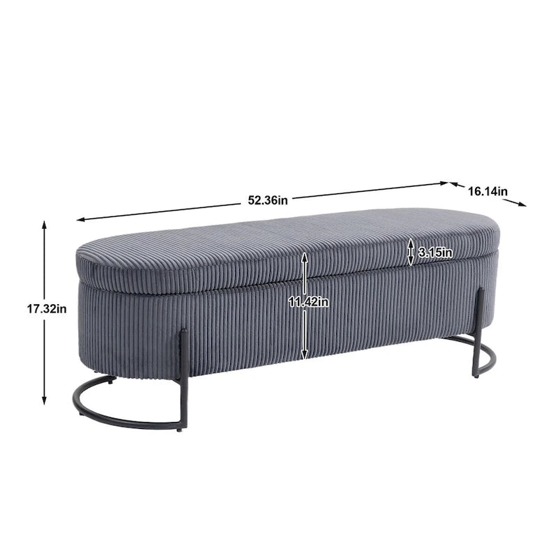 Banc de rangement tissé avec charnières de sécurité – Banc de bout de lit capitonné en velours
