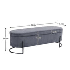 Banc de rangement tissé avec charnières de sécurité – Banc de bout de lit capitonné en velours