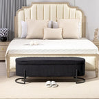 Banc de rangement tissé avec charnières de sécurité – Banc de bout de lit capitonné en velours