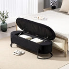 Banc de rangement tissé avec charnières de sécurité – Banc de bout de lit capitonné en velours