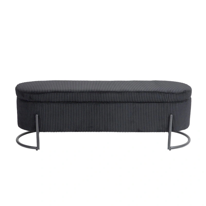 Banc de rangement tissé avec charnières de sécurité – Banc de bout de lit capitonné en velours