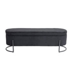 Banc de rangement tissé avec charnières de sécurité – Banc de bout de lit capitonné en velours