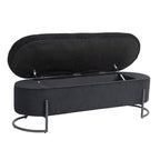 Banc de rangement tissé avec charnières de sécurité – Banc de bout de lit capitonné en velours