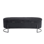 Banc de rangement tissé avec charnières de sécurité – Banc de bout de lit capitonné en velours