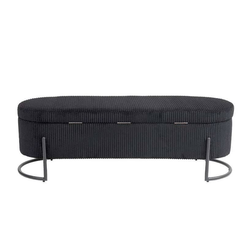 Banc de rangement tissé avec charnières de sécurité – Banc de bout de lit capitonné en velours