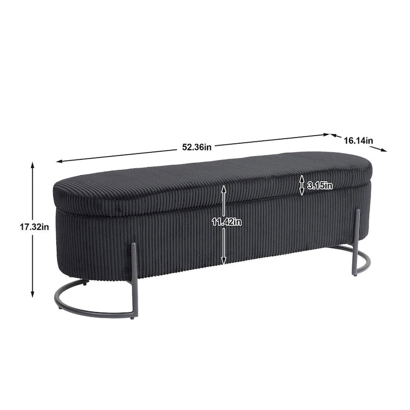 Banc de rangement tissé avec charnières de sécurité – Banc de bout de lit capitonné en velours