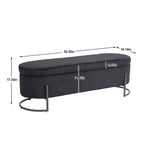 Banc de rangement tissé avec charnières de sécurité – Banc de bout de lit capitonné en velours