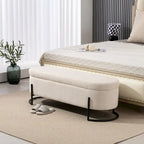 Banc de rangement tissé avec charnières de sécurité – Banc de bout de lit capitonné en velours