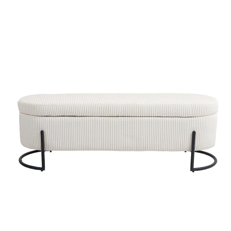 Banc de rangement tissé avec charnières de sécurité – Banc de bout de lit capitonné en velours