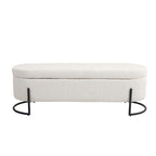 Banc de rangement tissé avec charnières de sécurité – Banc de bout de lit capitonné en velours