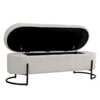 Banc de rangement tissé avec charnières de sécurité – Banc de bout de lit capitonné en velours