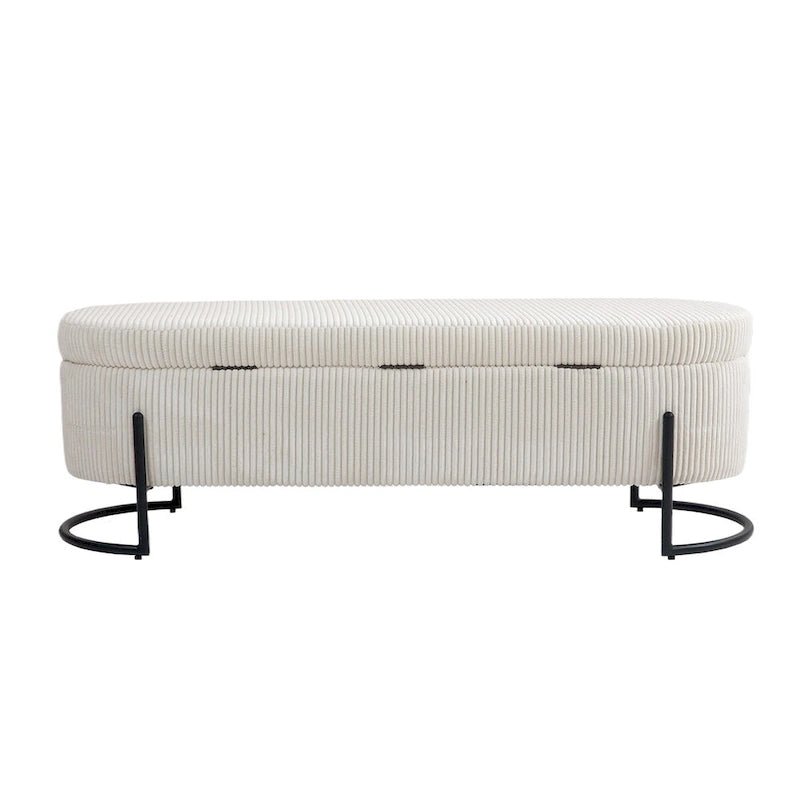Banc de rangement tissé avec charnières de sécurité – Banc de bout de lit capitonné en velours