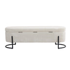 Banc de rangement tissé avec charnières de sécurité – Banc de bout de lit capitonné en velours
