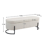Banc de rangement tissé avec charnières de sécurité – Banc de bout de lit capitonné en velours