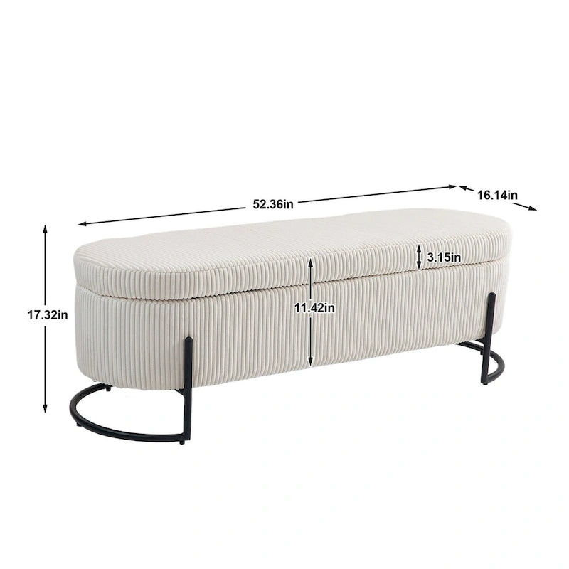 Banc de rangement tissé avec charnières de sécurité – Banc de bout de lit capitonné en velours
