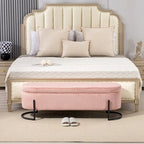 Banc de rangement tissé avec charnières de sécurité – Banc de bout de lit capitonné en velours