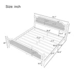 Lit plateforme traditionnel avec tête et pied de lit en rotin – Pin massif, King/Queen
