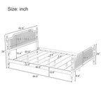 Lit plateforme traditionnel avec tête et pied de lit en rotin – Pin massif, King/Queen