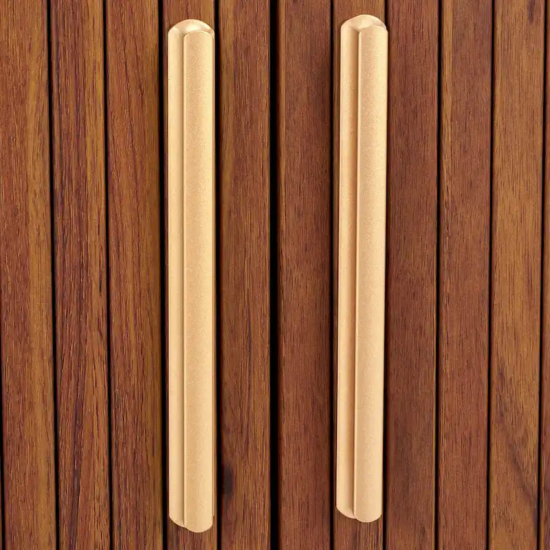 Table de chevet à portes coulissantes – Poignées dorées, pieds en bois, rangement spacieux pour chambre à coucher