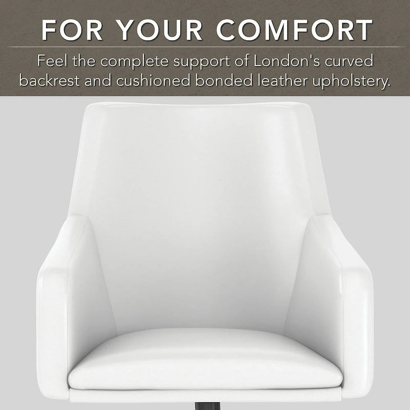 Chaise de bureau mi-hauteur en cuir – Piètement chromé, hauteur réglable, capacité de 125 kg