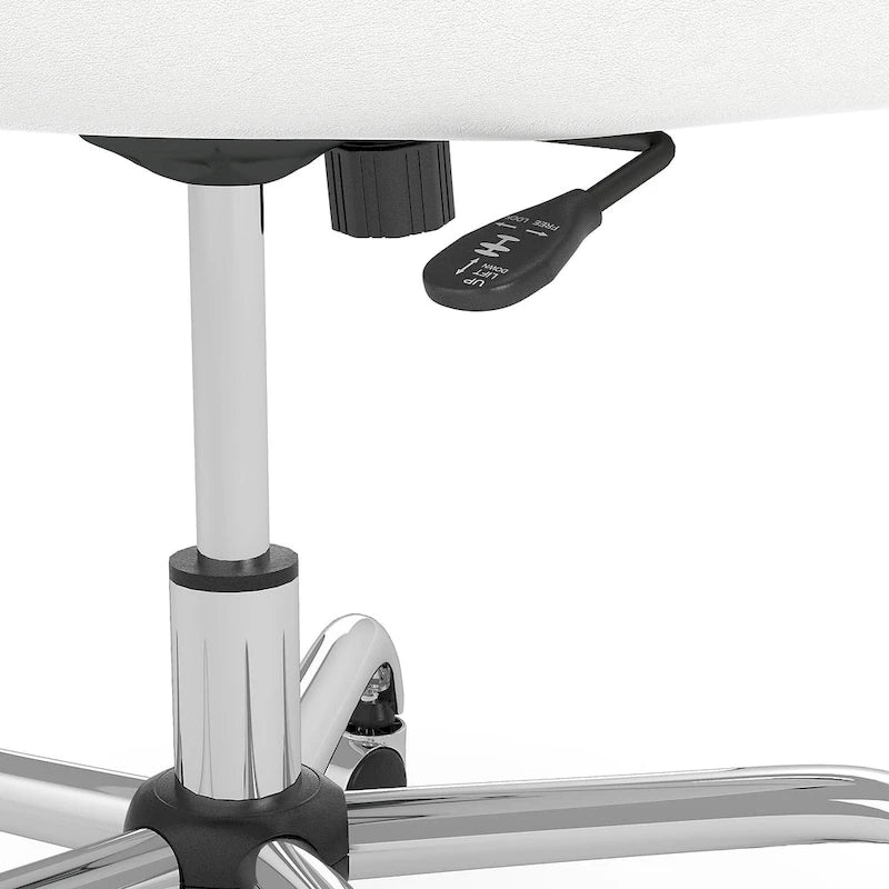 Chaise de bureau mi-hauteur en cuir – Piètement chromé, hauteur réglable, capacité de 125 kg