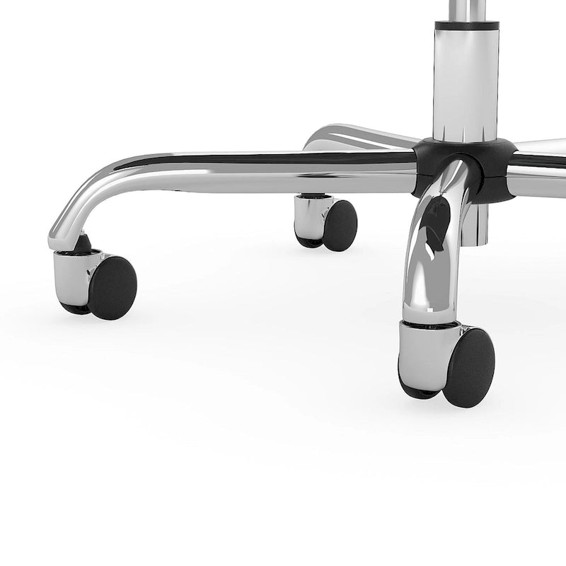 Chaise de bureau mi-hauteur en cuir – Piètement chromé, hauteur réglable, capacité de 125 kg