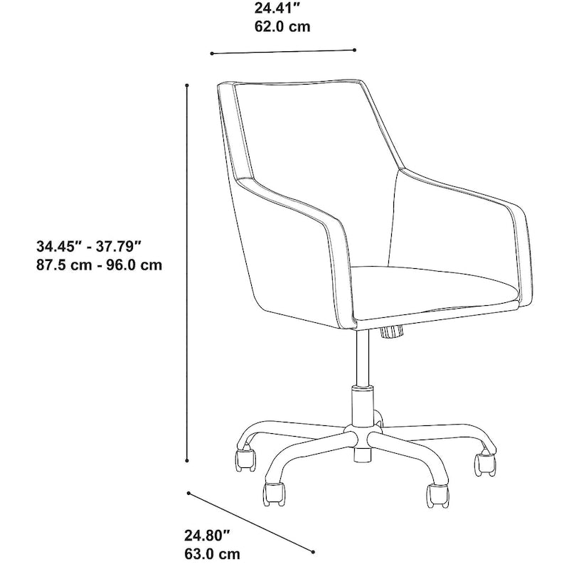 Chaise de bureau mi-hauteur en cuir – Piètement chromé, hauteur réglable, capacité de 125 kg