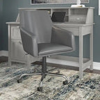 Chaise de bureau mi-hauteur en cuir – Piètement chromé, hauteur réglable, capacité de 125 kg
