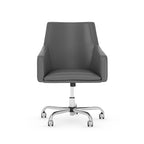 Chaise de bureau mi-hauteur en cuir – Piètement chromé, hauteur réglable, capacité de 125 kg