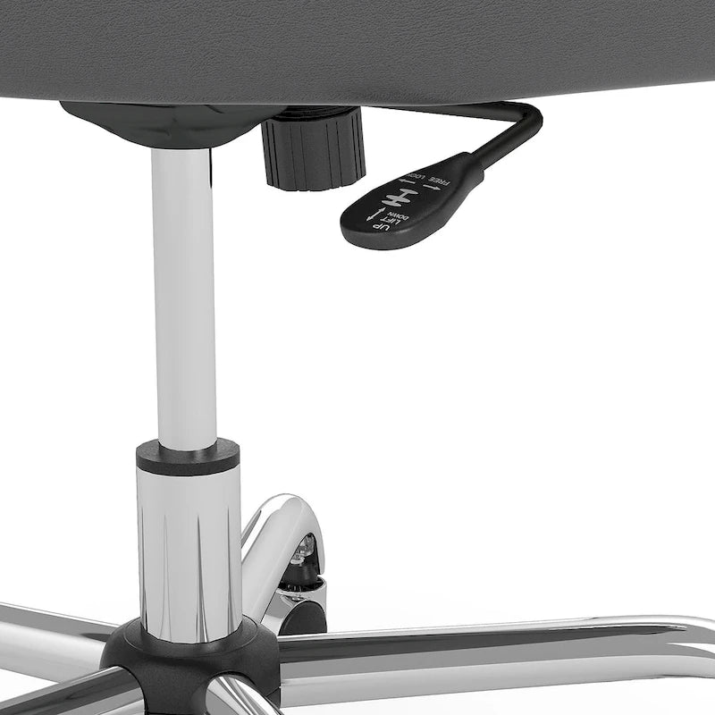Chaise de bureau mi-hauteur en cuir – Piètement chromé, hauteur réglable, capacité de 125 kg