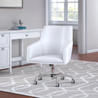 Chaise de bureau mi-hauteur en cuir – Piètement chromé, hauteur réglable, capacité de 125 kg